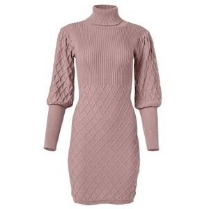 Venus Pink Dusty Rose Knit Puff Sleeve Bodycon Sweater Dress XL Soft‎ Girl NWOT